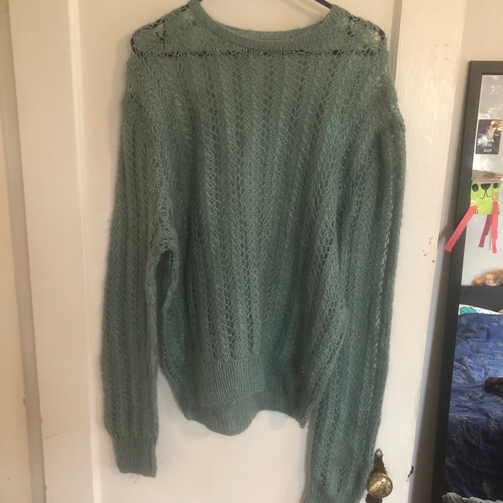 Light Teal Semi Sheer Sweater - LRG/XL
